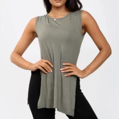 Buy ❤️ Oops Fashion Millie Khaki Vest Top With Side Splits 👏