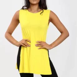 Budget 🧨 Oops Fashion Millie Yellow Vest Top With Side Splits 👍