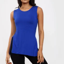 Outlet ✨ Oops Fashion Millie Royal Blue Vest Top With Side Splits 🎁