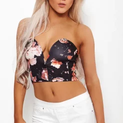 Cheap 👍 The Fashion Bible Caisy Black Floral V Front Bralet Top ⌛