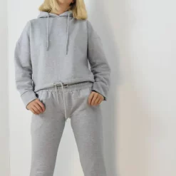 Promo 🌟 Boutique Store Grey Cropped Short Hoodie Drawstring Hem ✨