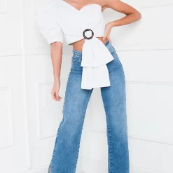 Best reviews of 💯 IKRUSH Zahra One Shoulder Crop Top In White ✨