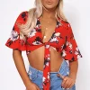 Best Sale 👏 The Fashion Bible Liana Crop Top In Red Floral Print ✨