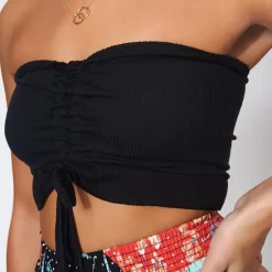 Discount 👍 The Fashion Bible Carly Strapless Crop Top In Black 🌟