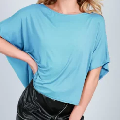 Cheap ✔️ Oops Fashion Oversized Cropped T 👕 Shirt In Turquoise 🤩
