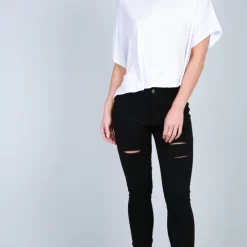 Flash Sale ⭐ Oops Fashion Oversized Cropped T 👚 Shirt In White ✔️