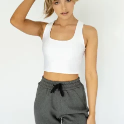 Best Sale ⌛ The Label By Ciccone White Racer Back Crop Top 🔥