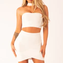 Promo 💯 My Bandage 👗 Dress Zara White Choker Bandage Top 🛒