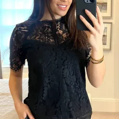 Cheapest 🛒 Double Second Black Raglan Sleeve Lace Top ✨
