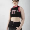 Flash Sale 💯 JustYourOutfit Black Cropped Ribbed Racerback Varsity Vest 🎁