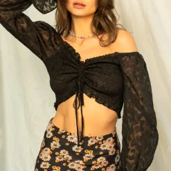 Cheap 🥰 Goldie Black Leopard Sheer Top 😉