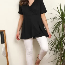 New ⭐ Praslin Plus Size Black V Neck Wrap Top ❤️