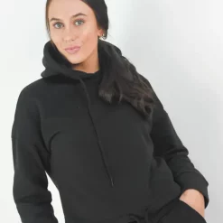 Brand new 🤩 Boutique Store Black Cropped Short Hoodie Drawstring Hem 🎉