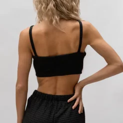 Best Sale 😀 ASTERIN Clothing Piano Black Quilted Crop 😀