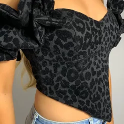 Coupon 🤩 COTO LONDON Ivy Black Leopard Flock Corset Top 🤩