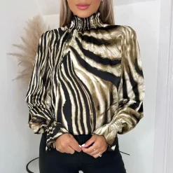 Best deal 👏 AX Paris Brown Printed Long Sleeve Top 🛒