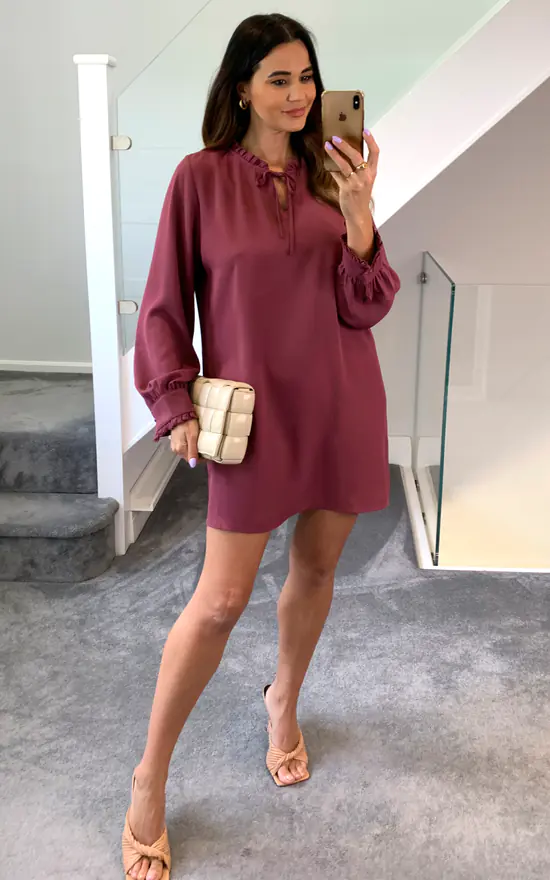 Buy 🎁 HOXTON GAL Oversized Tunic With Ruffle Neck Detailed In Royal Berry ⭐ - Image 2