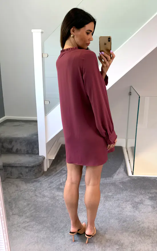 Buy 🎁 HOXTON GAL Oversized Tunic With Ruffle Neck Detailed In Royal Berry ⭐ - Image 4