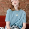 Wholesale ❤️ Rock On Ruby Dusky Blue Embroidered Daisy Flower T 👕 Shirt 😉