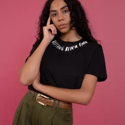 Best deal ✨ Rock On Ruby Resting Bitch Face Collar T 👚 Shirt In Black 👍