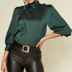 Best deal 👍 Zibi London Lou Satin With Shoulder Buttons In Emerald Green 🌟