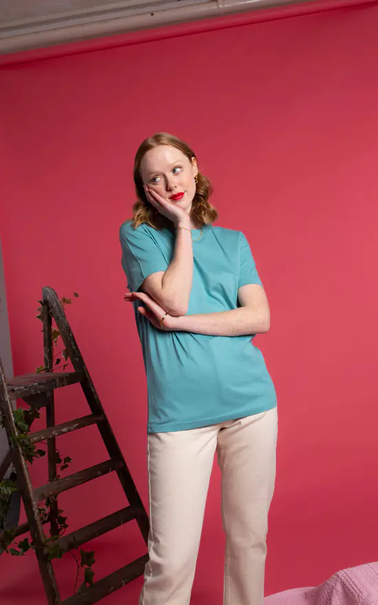 Best Sale โ Rock On Ruby Plain Aqua Blue Organic Cotton T ๐ Shirt ๐