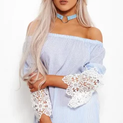 Best reviews of 💯 The Fashion Bible Viva Blue Striped Bardot Top 🎁