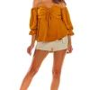 Best Sale 🌟 AWAMA Caramel Off Shoulder Top With Sweetheart Neckline 🔥