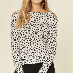 Brand new ✔️ Stardust + Steel Cold Shoulder Top With Long Sleeves In Polka Dot 🎉