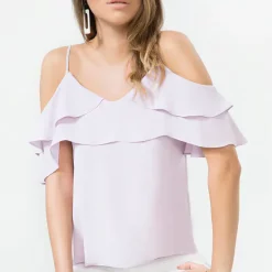 Budget 🧨 URBAN TOUCH Lilac Frill Cold Shoulder Cami Top 👏