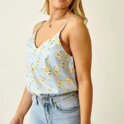 Flash Sale 😉 Love Frontrow Blue & Yellow Floral Print Cami Top ✔️