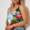 Best deal ✔️ Love Frontrow Green And Pink Floral Print Satin Cami Top 🧨