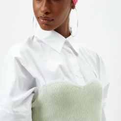 Cheap 🧨 MODESTWIST Lime Green Ribbed Knitted Bandeau Top 💯