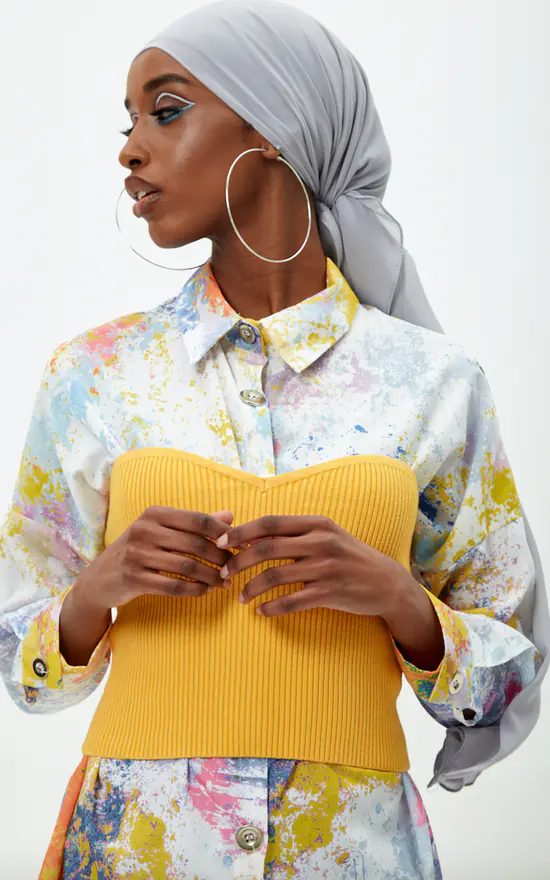 Outlet 😀 MODESTWIST Orange Ribbed Knitted Bandeau Top 🛒