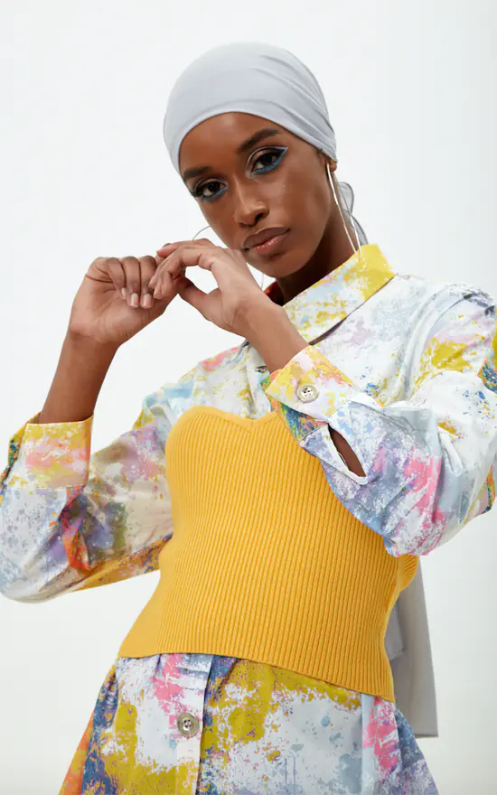 Outlet 😀 MODESTWIST Orange Ribbed Knitted Bandeau Top 🛒 - Image 2