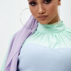 Promo ❤️ MODESTWIST Baby Blue Ribbed Knitted Bandeau Top 💯