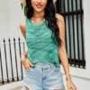 Best reviews of 🧨 FS Collection Lovely Sleeveless Knit Top In Mint Green 🎉