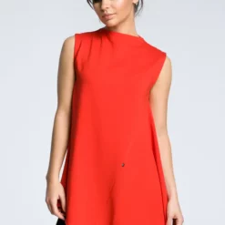 Deals 😀 MOE Red Oversized Sleeveless Top With Asymmetric Hem ⌛