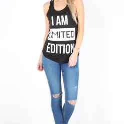 Cheapest 🤩 Oops Fashion Karan I Am Limited Edition Slogan Vest Top In Black ❤️